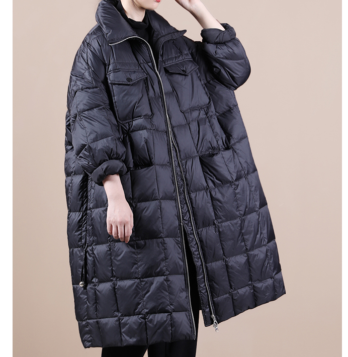 A-Line Black Hooded Puffer Winter Duck Down Jacket Loose Down Jacket 20021 VPPBUY shop