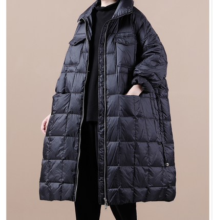 A-Line Black Hooded Puffer Winter Duck Down Jacket Loose Down Jacket 20021 VPPBUY shop