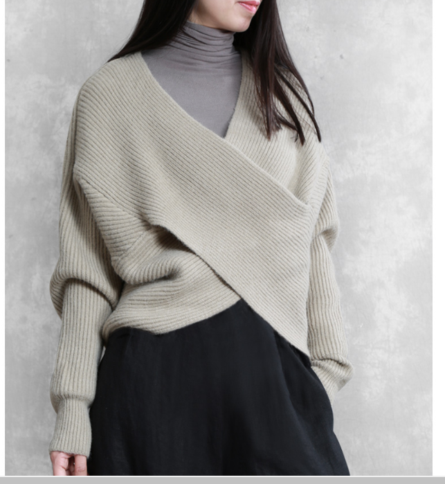 X Style Sleeve loose Style Women Top Woolen Knit Sweater V Neck VPPBUY shop