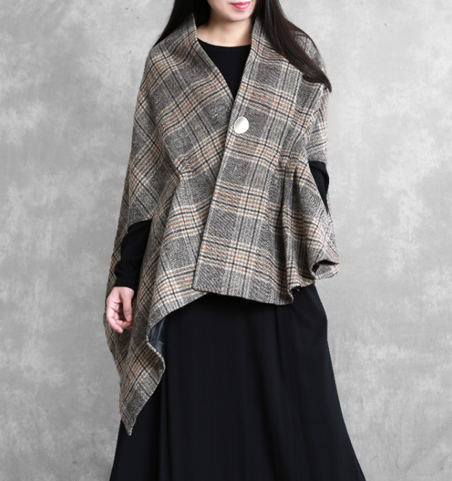 Plaid Women Winter Irregular Women Wool Coat Jacket Cloak VPPBUY shop