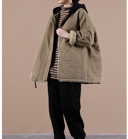 Women Fall Winter Casual Coat Loose Hooded Parka Short Coat Jacket VPPBUY shop