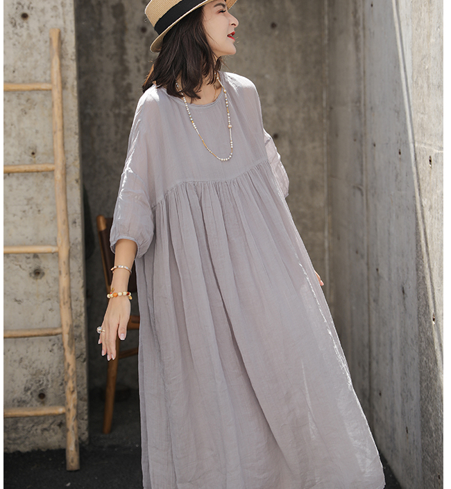 Loose Style Soft Linen Dresses Summer long Women Dresses Short Sleeve 93423 VPPBUY shop