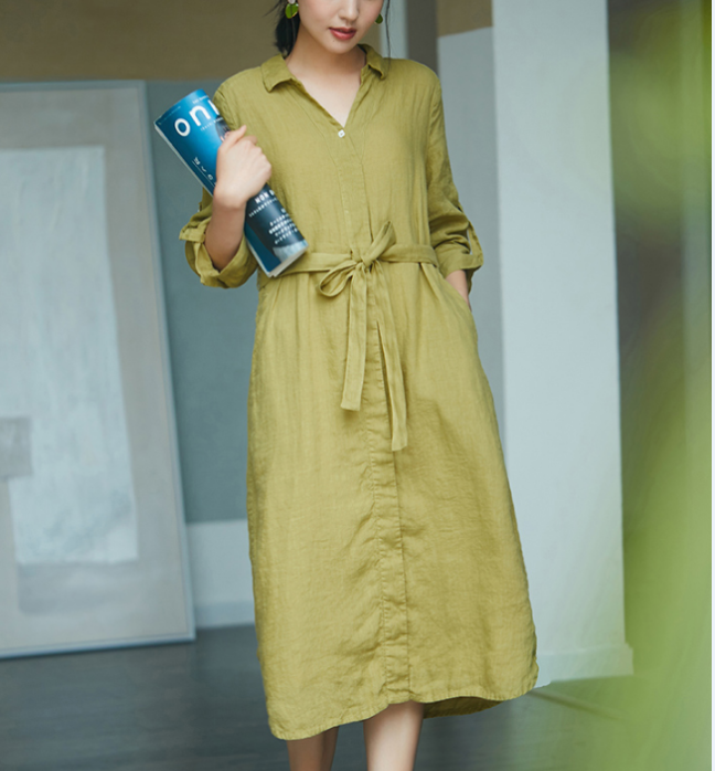 SimpleLinenLife™️Casual Summer Linen Women Buttons Dresses SJ97215 VPPBUY shop