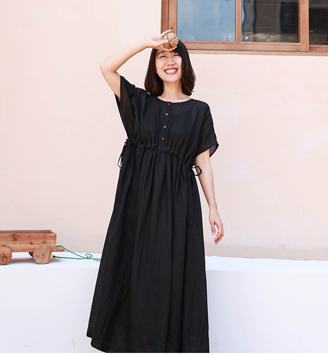 Loose Style Linen Summer long Women Dresses Short Sleeve 90423 YOU VPPBUY shop