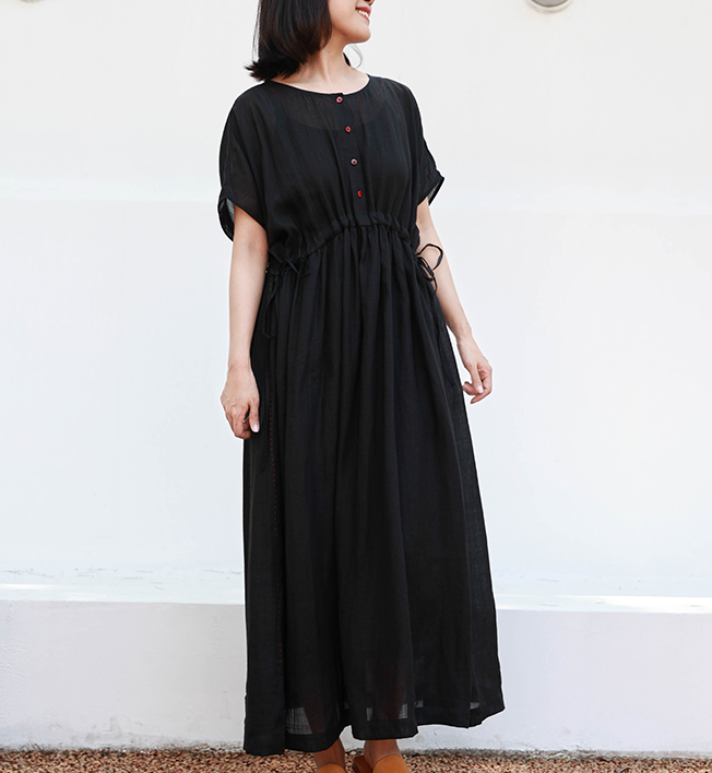 Loose Style Linen Summer long Women Dresses Short Sleeve 90423 YOU VPPBUY shop