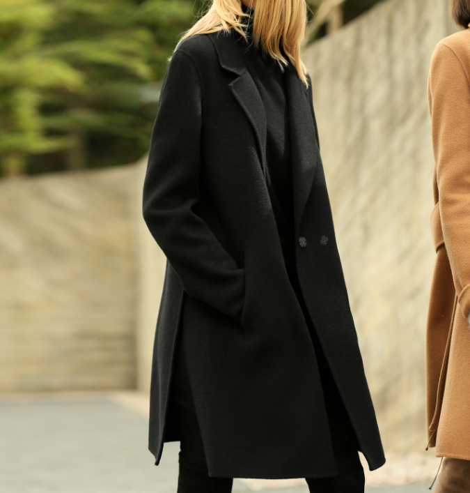 Side Slit Women Winter Wool Coat  Double Face Women Wool Coat Jacket With Waist Belt53002 VPPBUY shop