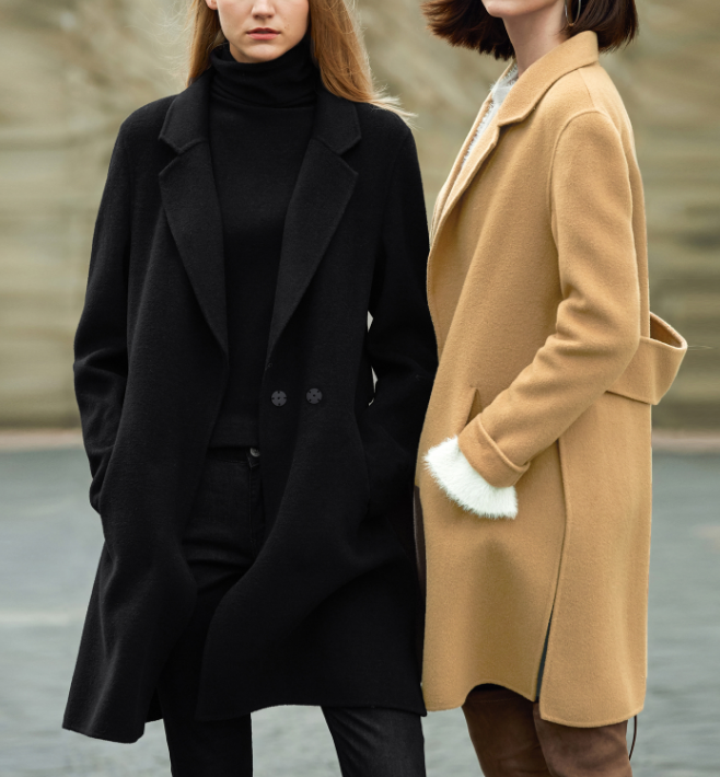 Side Slit Women Winter Wool Coat  Double Face Women Wool Coat Jacket With Waist Belt53002 VPPBUY shop