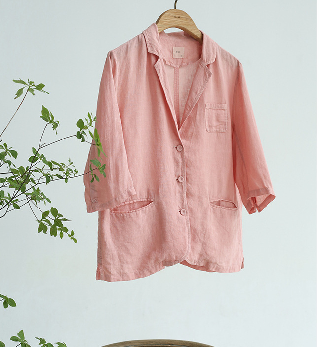 Light Ramie Half Length Sleeve Women Linen Tops 61707 VPPBUY shop