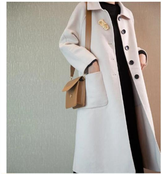 Single-Breasted Women Winter Black Long Women Wool Coat Jacket VPPBUY shop