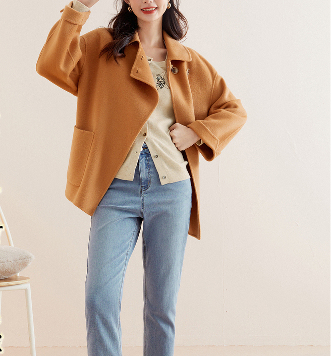 Women Coat Handmade Coat Double Face Cashmere Women Wool Coat Jacket 3550 VPPBUY shop