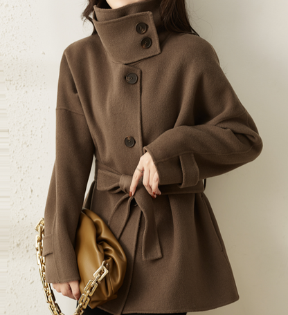 High Collar Women Coat Wool Coat Jacket Cashmere Double Face Winter Coat With Buttons 5231 VPPBUY shop