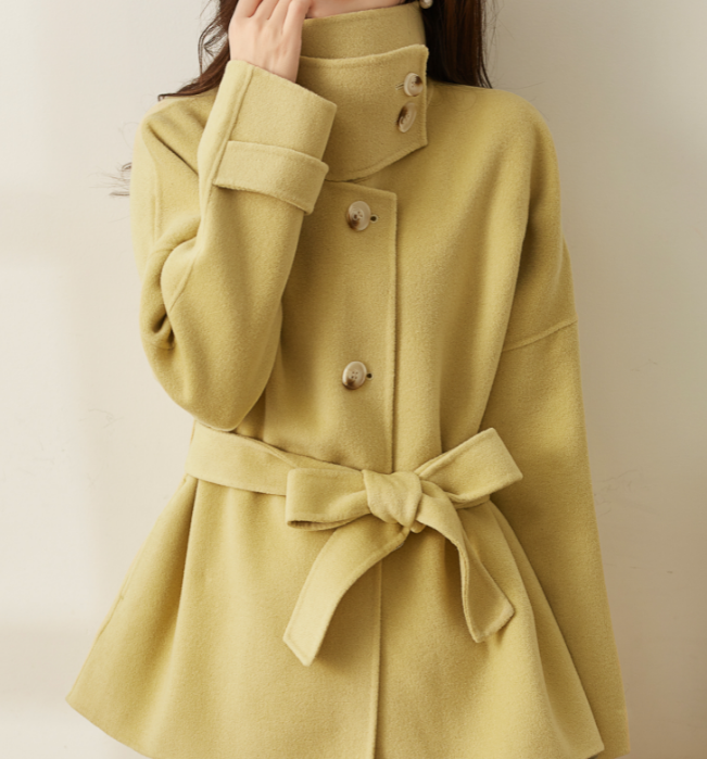 High Collar Women Coat Wool Coat Jacket Cashmere Double Face Winter Coat With Buttons 5231 VPPBUY shop