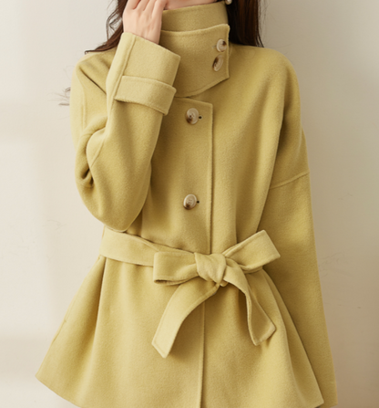 High Collar Women Coat Wool Coat Jacket Cashmere Double Face Winter Coat With Buttons 5231 VPPBUY shop