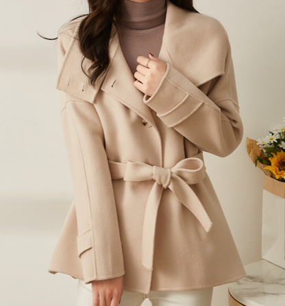 High Collar Women Coat Wool Coat Jacket Cashmere Double Face Winter Coat With Buttons 5231 VPPBUY shop