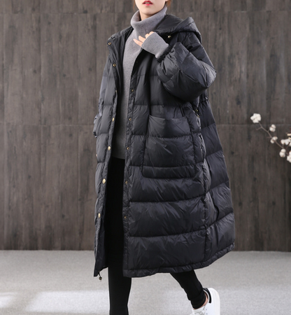 loose Style Fur Trim Women Coat Hooded A-line Winter down coat 6007 VPPBUY shop