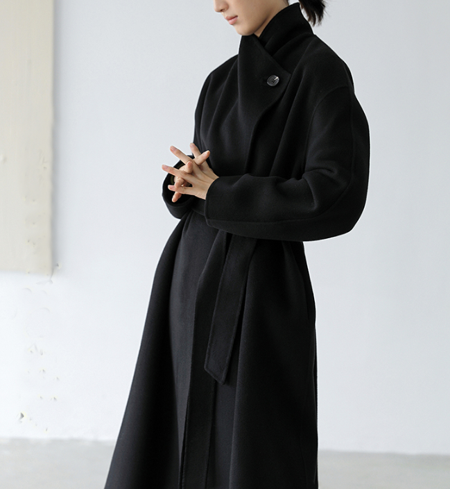 High Collar Women Wool Coat Long Double Face Wool Coat Jacket 0929 VPPBUY shop