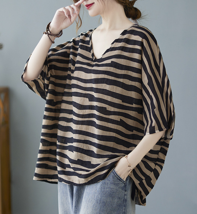 Color Block Loose Spring Casual Women Cotton Tops WG961707 VPPBUY shop