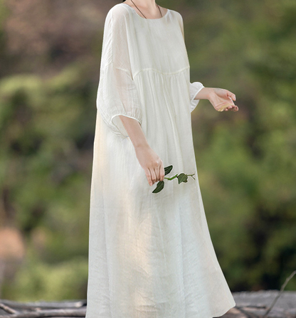 Loose Style Soft Linen Dresses Summer long Women Dresses Short Sleeve 93423 VPPBUY shop