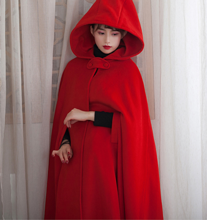 Winter Wool Women Coat Cloak Long Warm Hooded Woolen Coat Cape 07655 VPPBUY shop