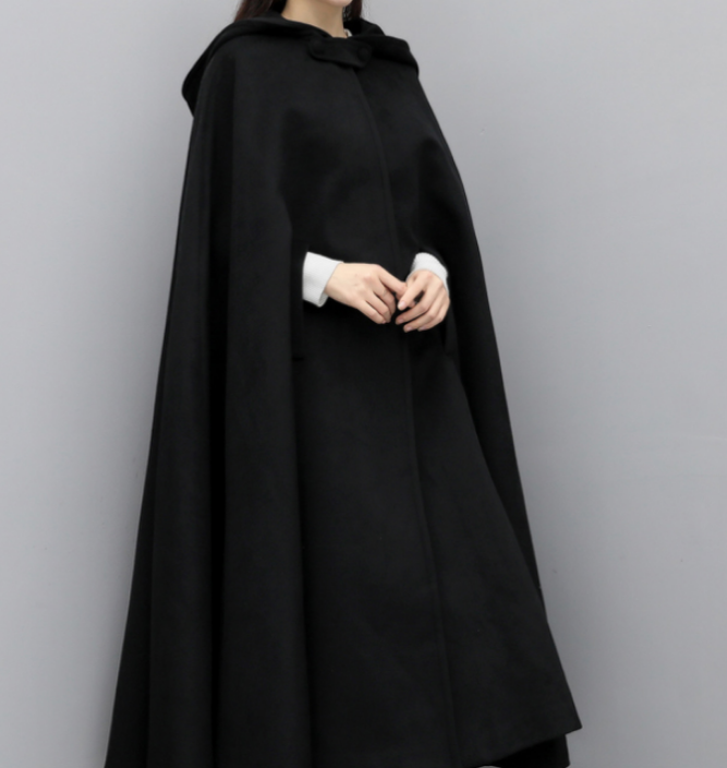 Winter Wool Women Coat Cloak Long Warm Hooded Woolen Coat Cape 07655 VPPBUY shop