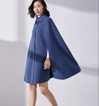 A-Line Cloak Waist Belt Wool Cape Coat Jacket Buttons 3622 VPPBUY shop