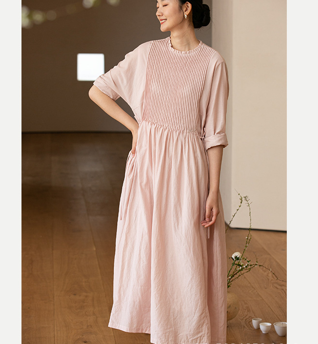 Pleated Soft Linen Dresses long Prom Women Dresses Wedding Dress  90223 VPPBUY shop