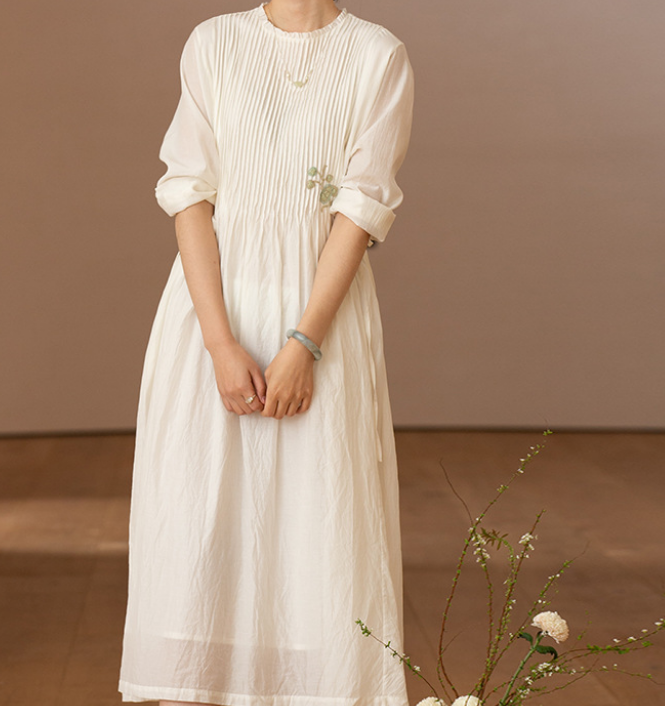 Pleated Soft Linen Dresses long Prom Women Dresses Wedding Dress  90223 VPPBUY shop