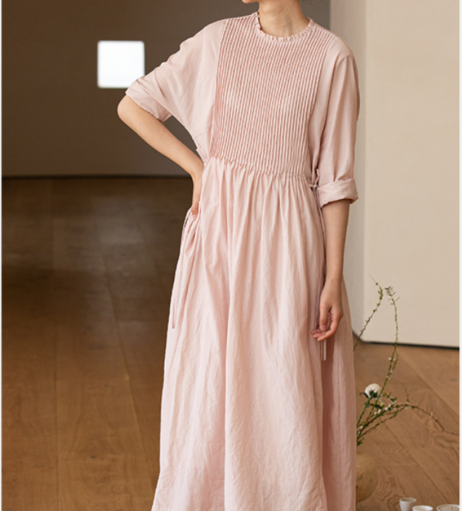 Pleated Soft Linen Dresses long Prom Women Dresses Wedding Dress  90223 VPPBUY shop