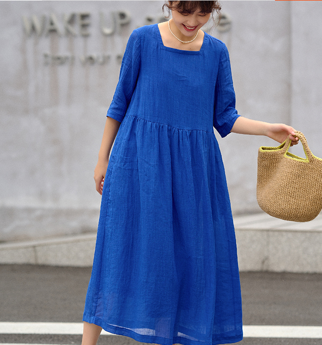 Soft Linen Dresses Summer long Washed Women Linen Dress 9922 VPPBUY shop