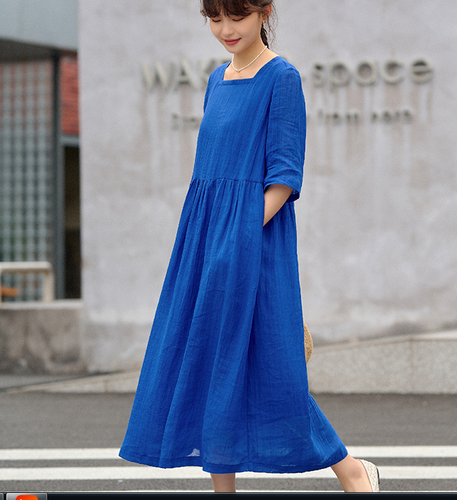 Soft Linen Dresses Summer long Washed Women Linen Dress 9922 VPPBUY shop