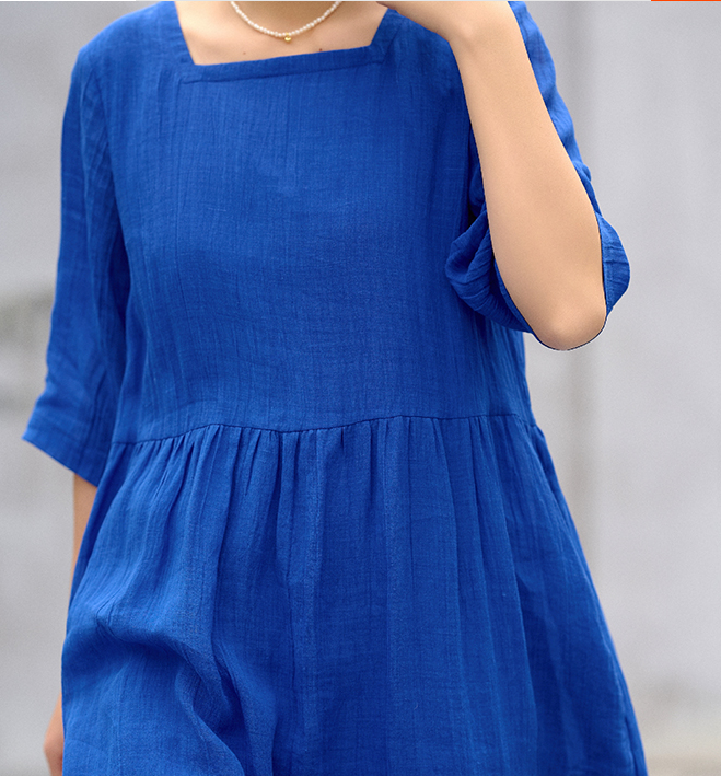 Soft Linen Dresses Summer long Washed Women Linen Dress 9922 VPPBUY shop