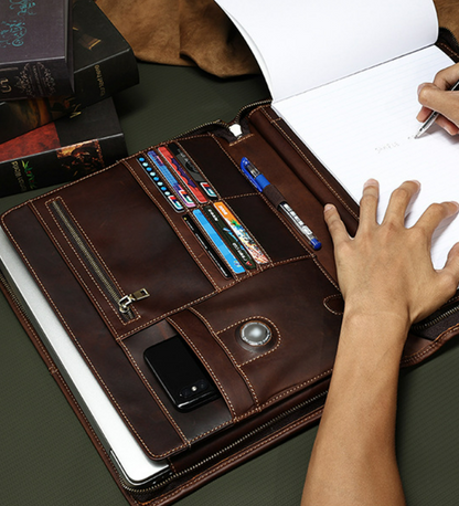 Men's Leather Portfolio ,Personalized Padfolio Notebook Holder File Document Organizer, Notepad Folder, Business Briefcase for Gift VPPBUY shop