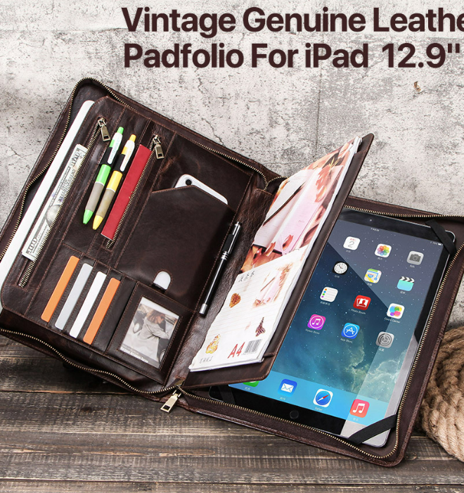 Personalized Leather iPad 12.9 Portfolio Tablet Case Padfolio, Notebook Holder Document Folder Organizer, Business Briefcase, Personalized Portfolio for Gift VPPBUY shop