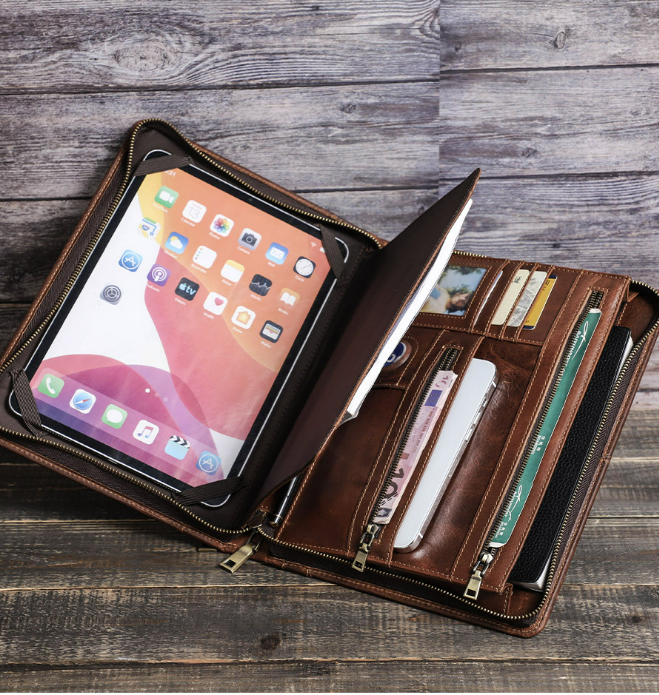 Men's Leather Portfolio iPad Pro 11 Padfolio, Tablet Case, Document Folder Pad Card Pockets, Personalized Leather Portfolio Notepad Holder, Tablet Case Padfolio Binder, Business Briefcase,  Gift VPPBUY shop