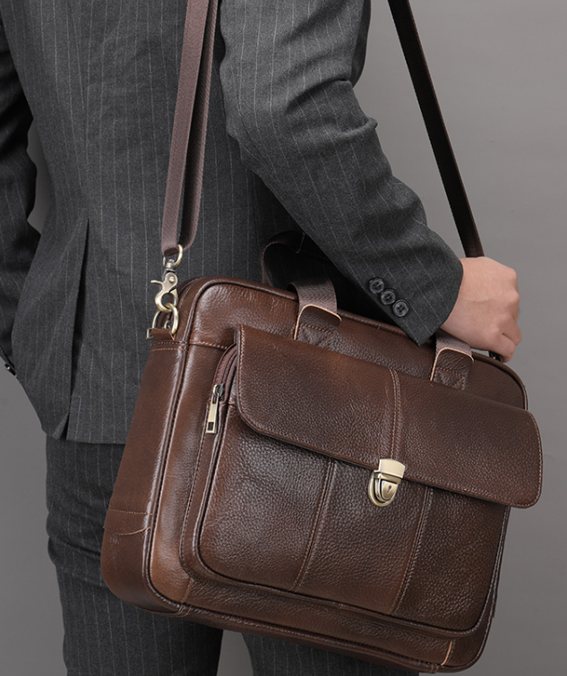 Men's Leather Briefcase Shoulder Bag Computer Bag Messenger Bag Leather Business Bag3975 VPPBUY shop