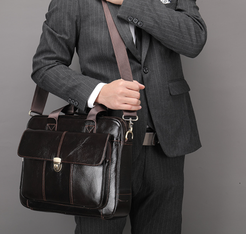 Men's Leather Briefcase Shoulder Bag Computer Bag Messenger Bag Leather Business Bag3975 VPPBUY shop