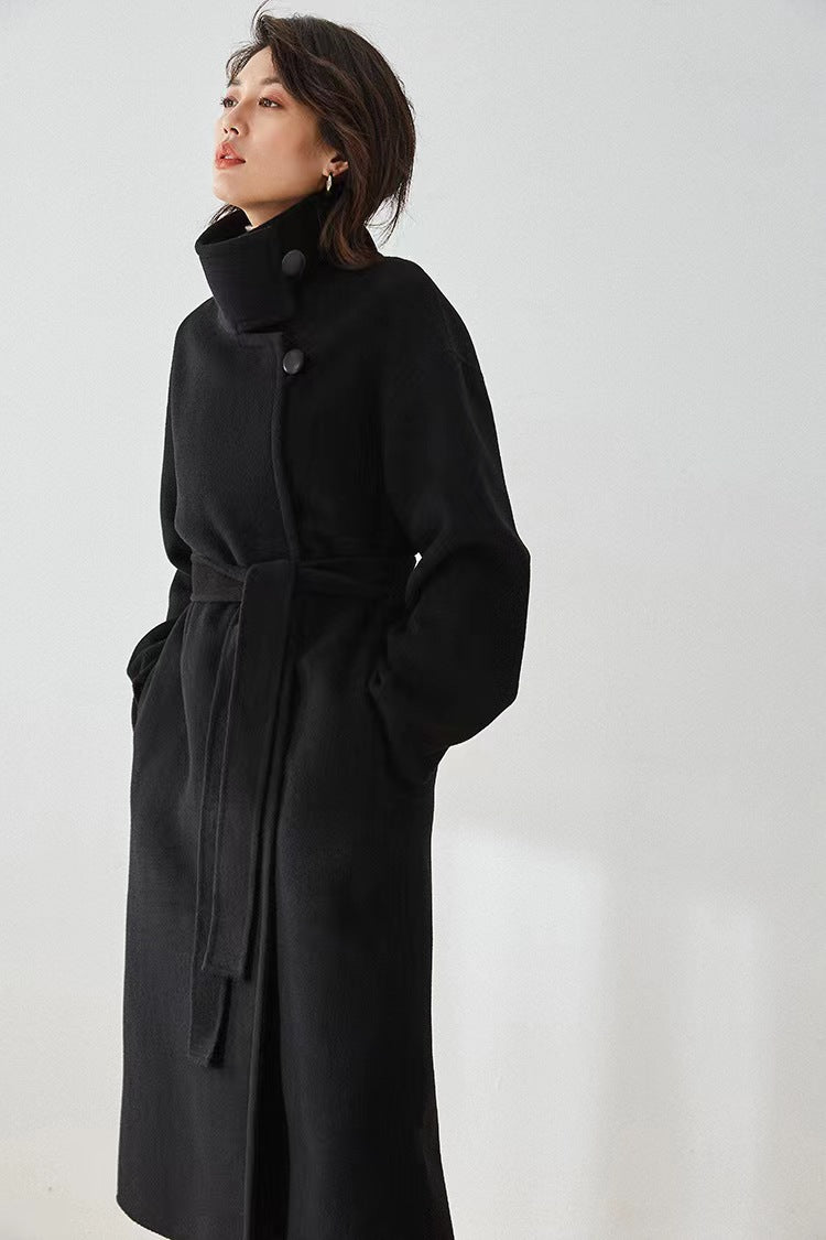 High Collar Wool Coat Long Warm Women Wool Coat Jacket 0012 VPPBUY shop