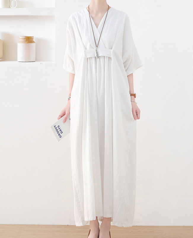 White Linen  Dresses Summer Women Dresses AM962214 VPPBUY shop