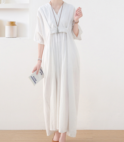 White Linen  Dresses Summer Women Dresses AM962214 VPPBUY shop