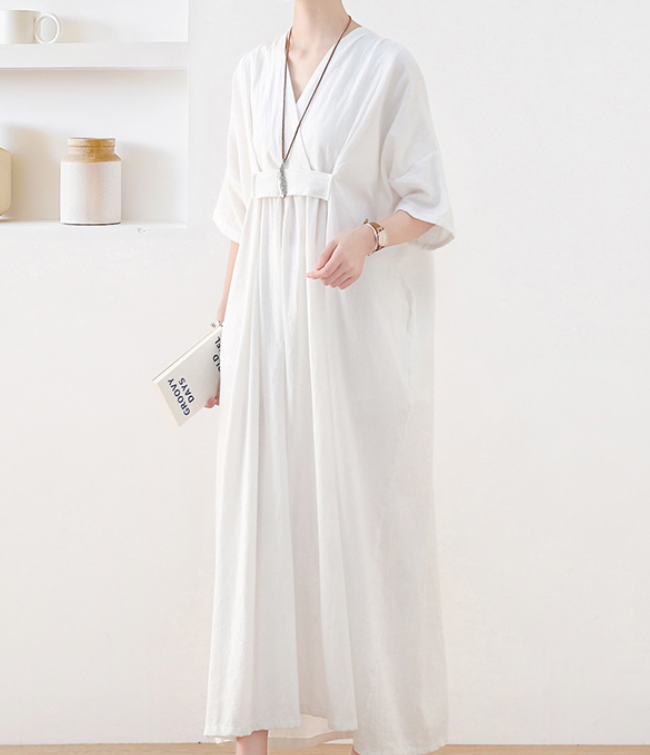 White Linen  Dresses Summer Women Dresses AM962214 VPPBUY shop