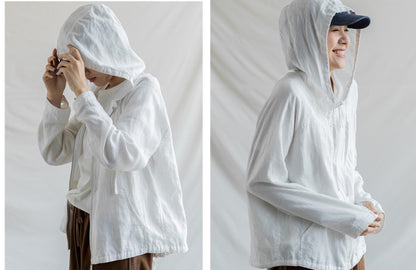 Hooded Linen Jacket,Long Sleeve Women Linen Tops 62707 VPPBUY shop