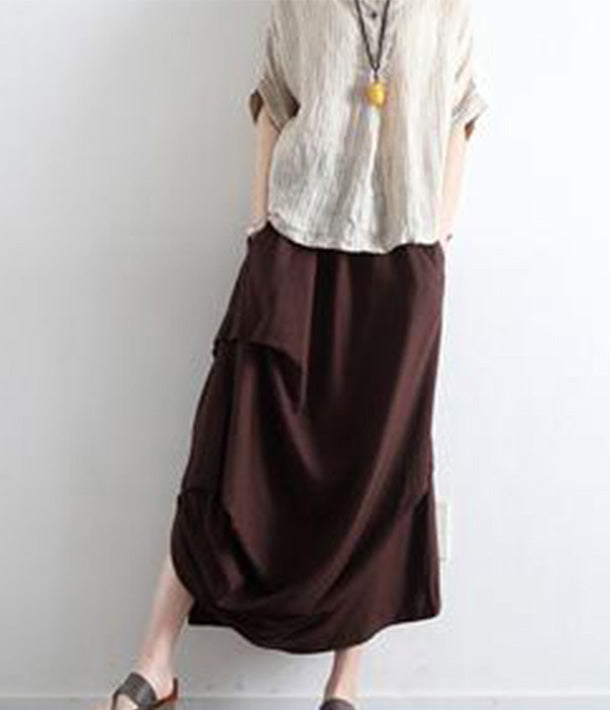 Summer Women Linen Skirts With Elastic Waist AMT96216 VPPBUY shop