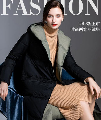 Two Ways Wear Long Women Down Coat Winter Loose 90% Hooded Duck Down Jackets VPPBUY shop