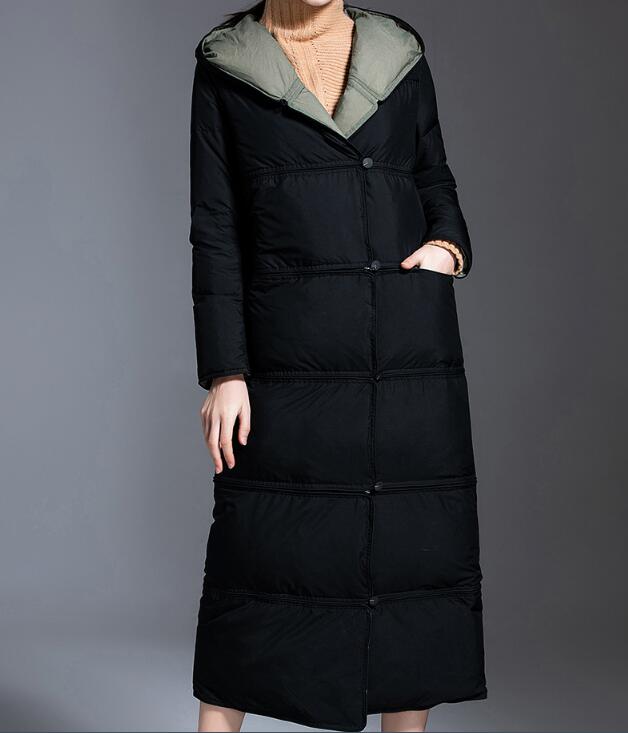 Two Ways Wear Long Women Down Coat Winter Loose 90% Hooded Duck Down Jackets VPPBUY shop