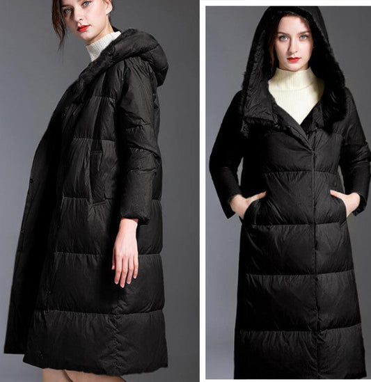 Loose Long Women Down Coat Winter Loose 90% Hooded Duck Down Jackets VPPBUY shop