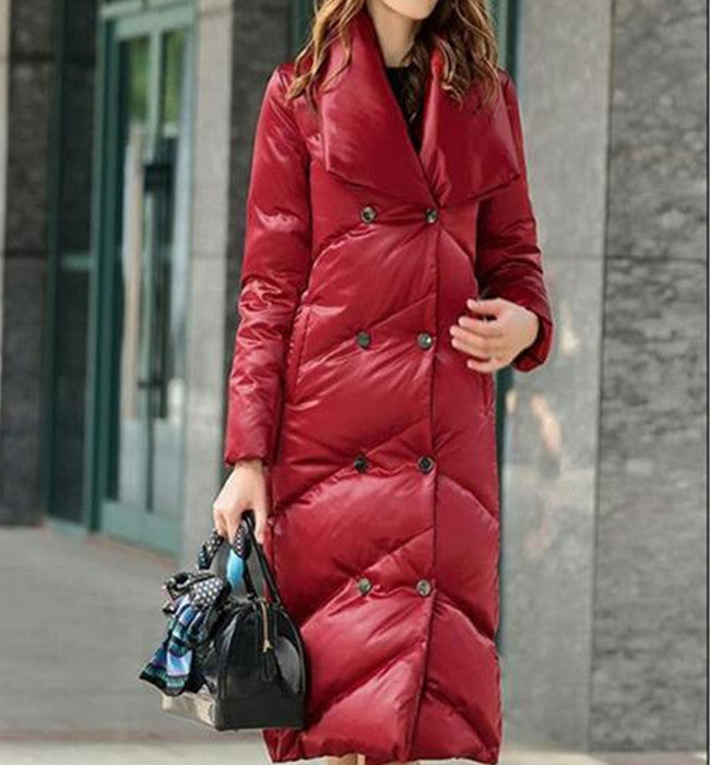 V Neck Long Women Down Coat Hooded Winter Loose 90% Duck Down Jackets VPPBUY shop