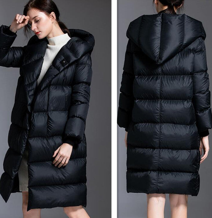 Loose Long Women Down Coat Winter Loose 90% Hooded Duck Down Jackets 2200 VPPBUY shop