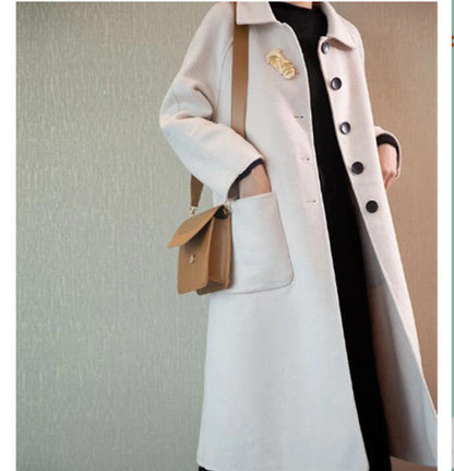 Single-Breasted Women Winter Black Long Women Wool Coat Jacket VPPBUY shop