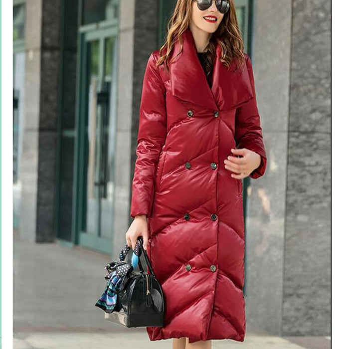 V Neck Long Women Down Coat Hooded Winter Loose 90% Duck Down Jackets VPPBUY shop