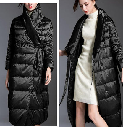 Large Collar Long Women Down Coat Winter Loose 90% Hooded Duck Down Jackets VPPBUY shop